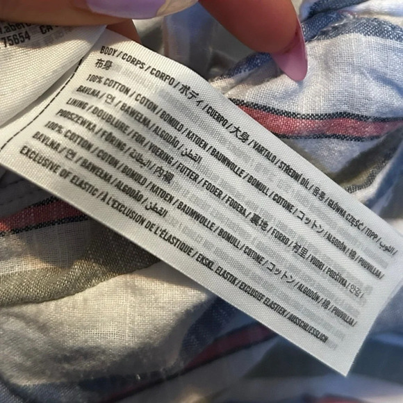 abercrombie & fitch blue white red green striped mini dress size XS pockets​ - Picture 9 of 12